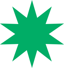 Estrella verde tipo estallido señalando CTA principal: hazte la prueba de VIH en Colombia.